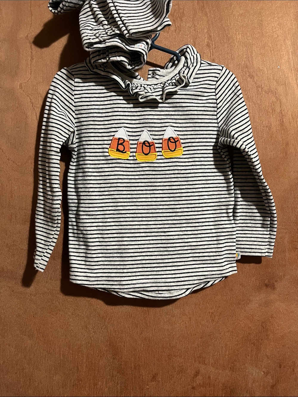 Carter's Black & White Striped Long-Sleeve Tee with Candy Corn BOO
